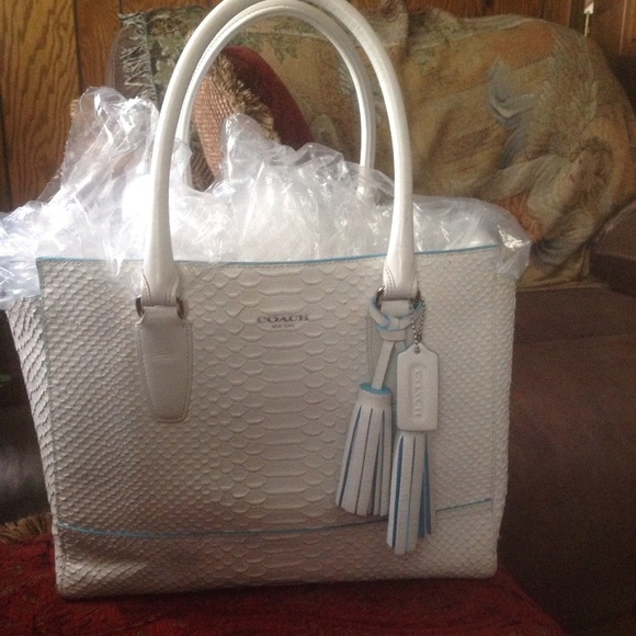 Coach Leather Legacy Chalk Python Embossed Purse - Picture 1 of 8